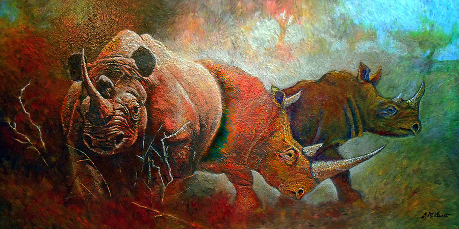 Rhino Walk Painting by Michael Durst - Pixels