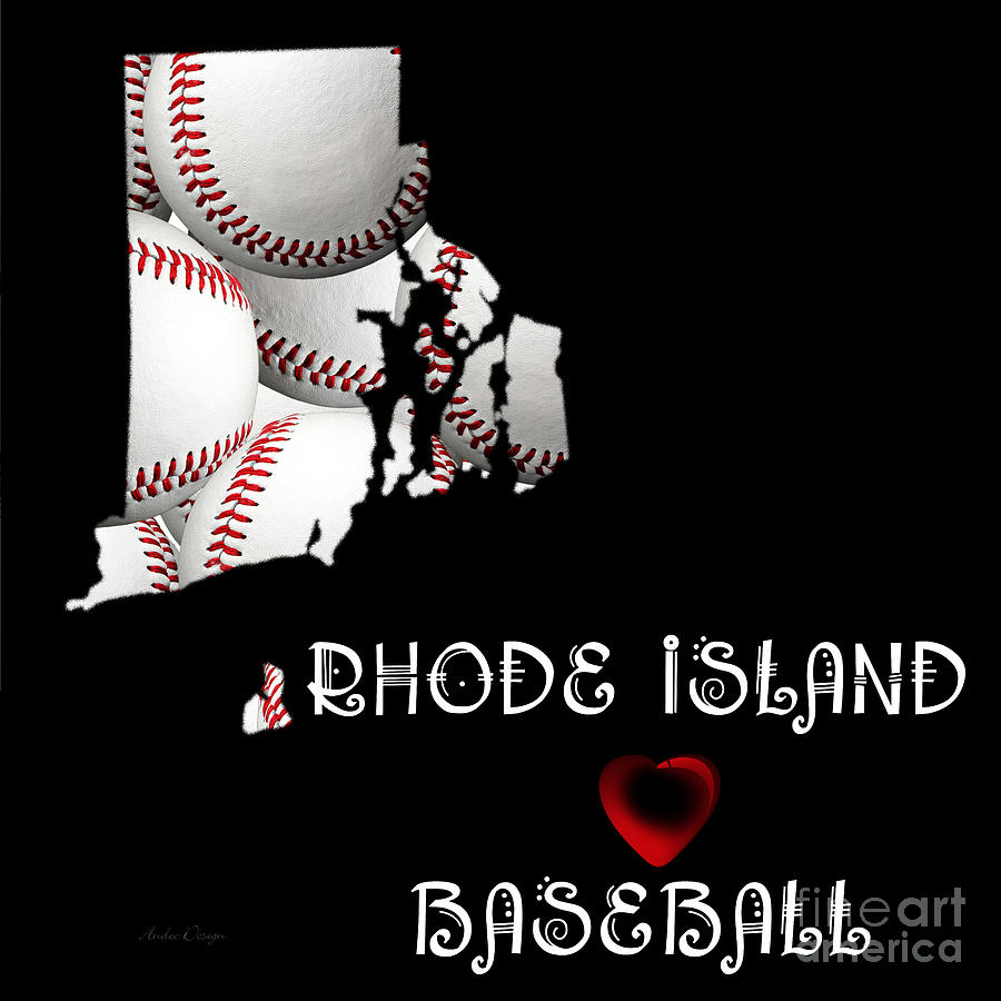 Rhode Island Loves Baseball Digital Art by Andee Design