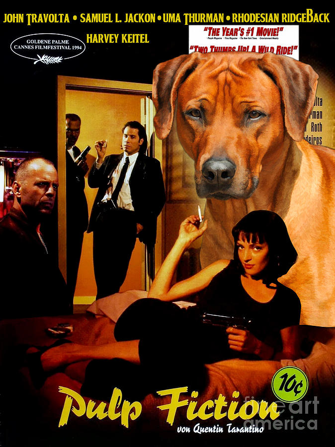 Pulp Fiction Painting - Rhodesian Ridgeback Art Canvas Print - Pulp Fiction Movie Poster by Sandra Sij