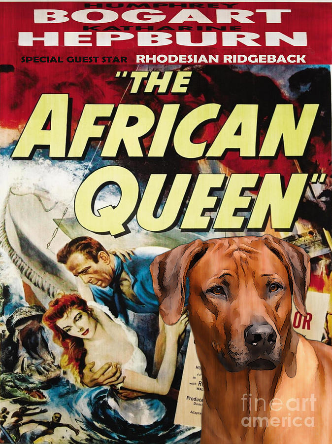 Rhodesian Ridgeback Art Canvas Print - The African Queen Movie Poster Painting by Sandra Sij