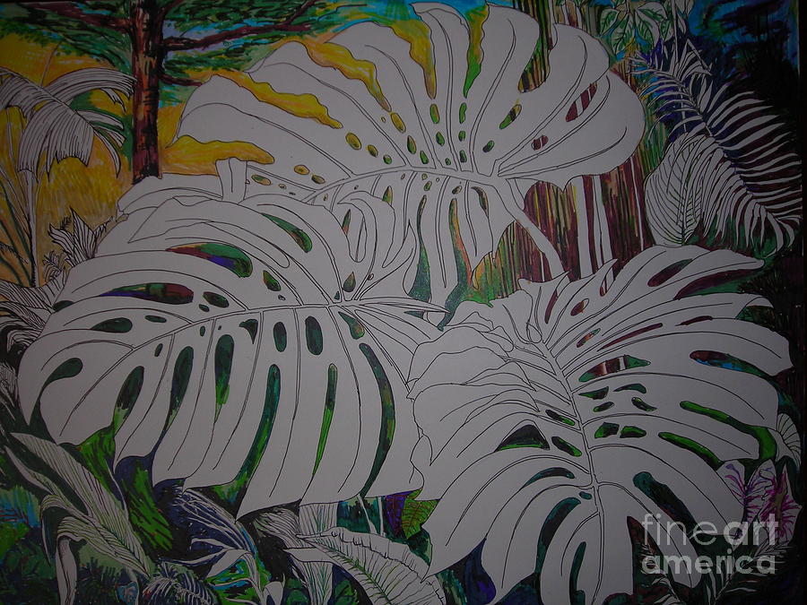 Landscape Drawing - Rhododendron Leaves by Mike Dendinger