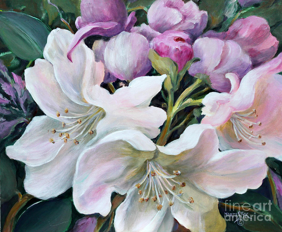 Rhododendron Painting by Marta Styk