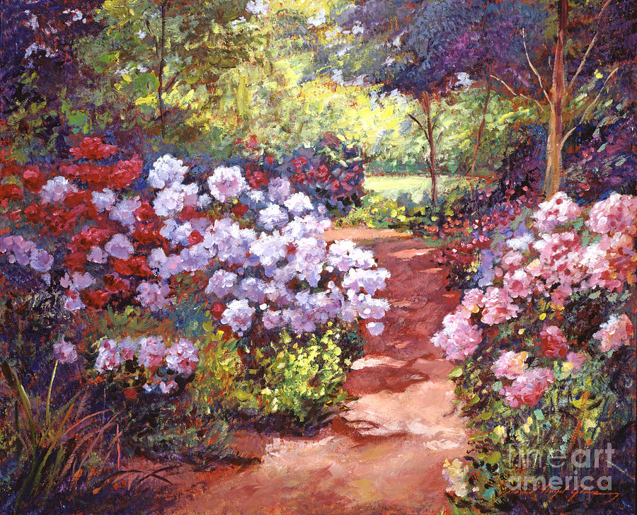 Rhododendron Stroll Painting by David Lloyd Glover