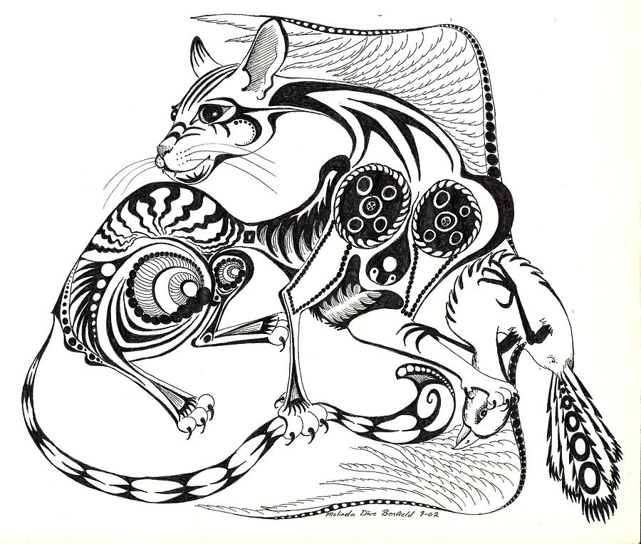 Rhombus Cat Drawing by Melinda Dare Benfield