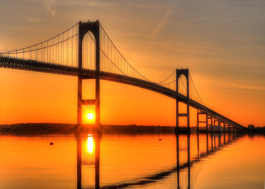 Bridge Photograph - RI Sunrise by Jeff Bord