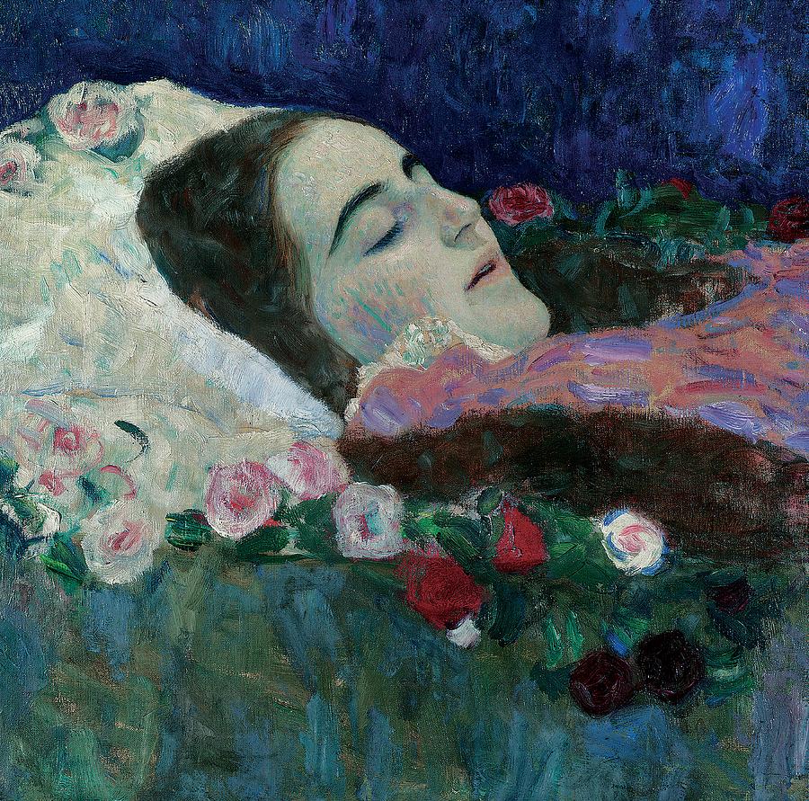Gustav Klimt Painting - Ria Munk on her Deathbed by Gustav Klimt
