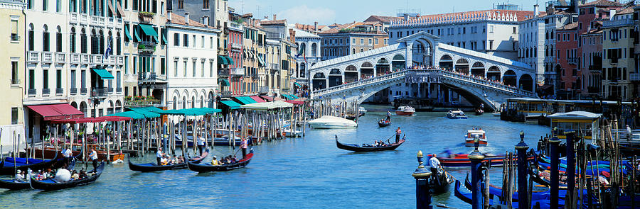 Rialto Bridge & Grand Canal Venice Italy Photograph by Panoramic Images