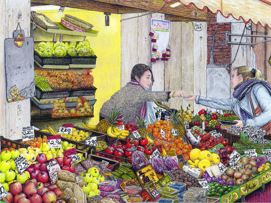 Food And Beverage Painting - Rialto Market by Albert Puskaric