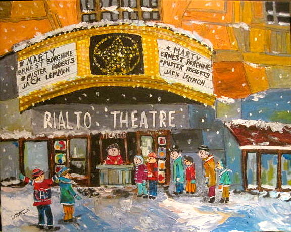 Rialto Theatre 1956 Painting by Michael Litvack