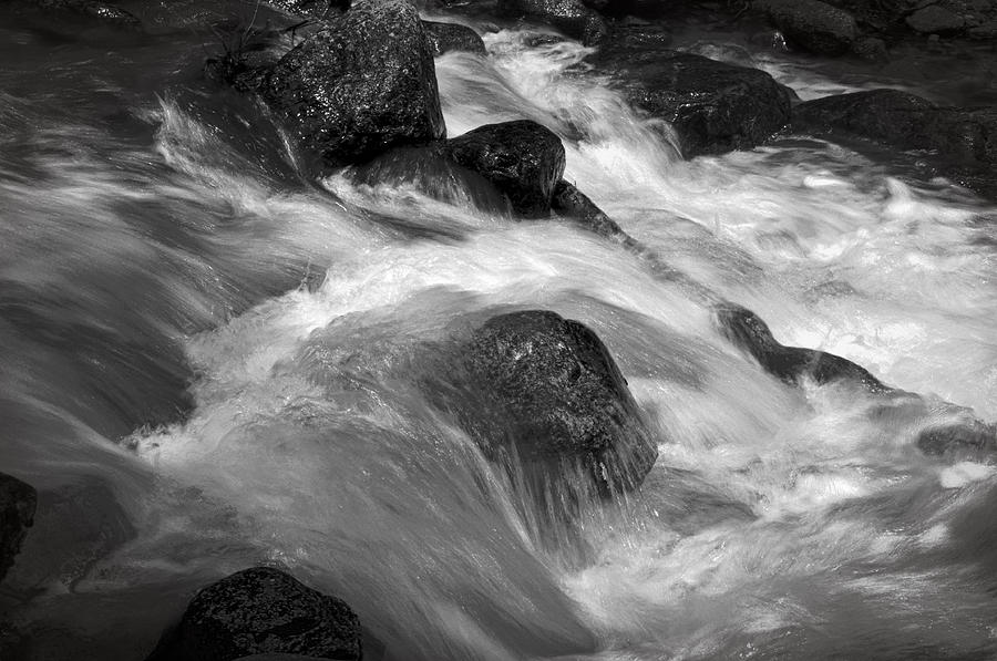 Ribbon Fall Creek Black and White Photograph by Steven Barrows