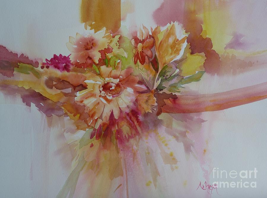 Ribbons and Flowers Painting by Donna Acheson-Juillet