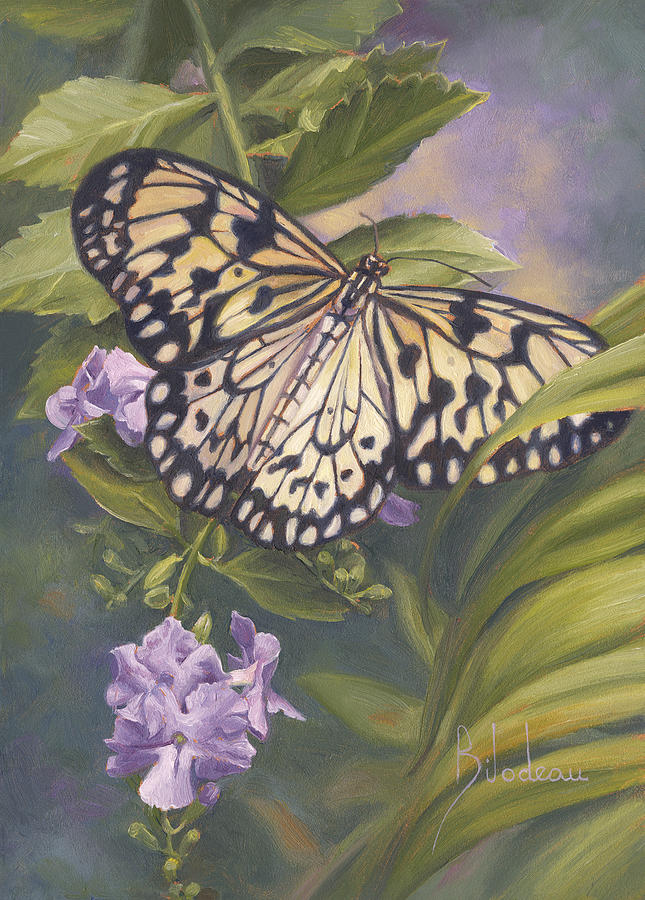 Rice Paper Butterfly Painting by Lucie Bilodeau