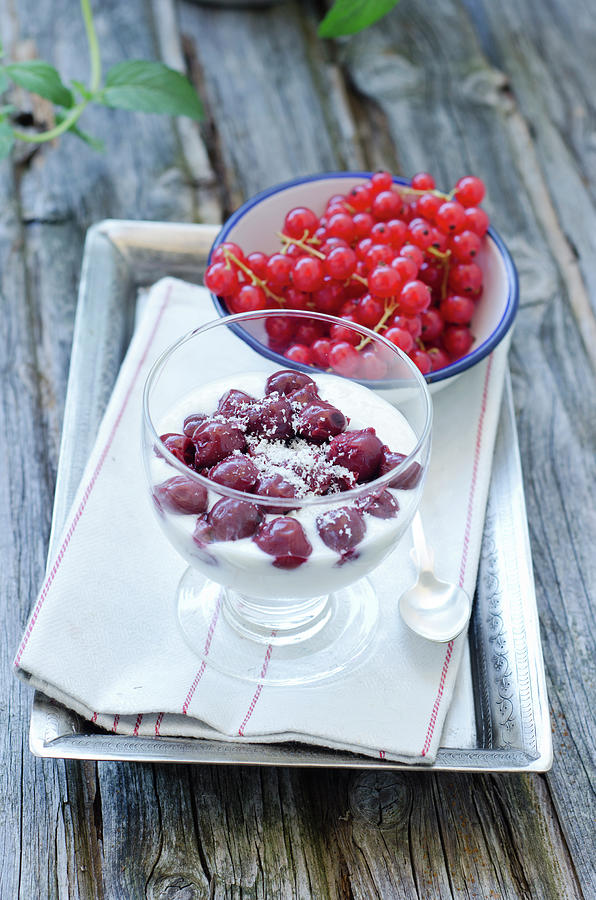 Rice Pudding With Cherries And Red Photograph by Westend61