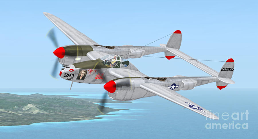 Richard Bongs P-38 Lightning Marge Digital Art by Walter Colvin