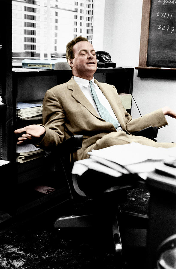 Richard Feynman Photograph by Estate Of Francis Bello. Coloured By Science Photo Library