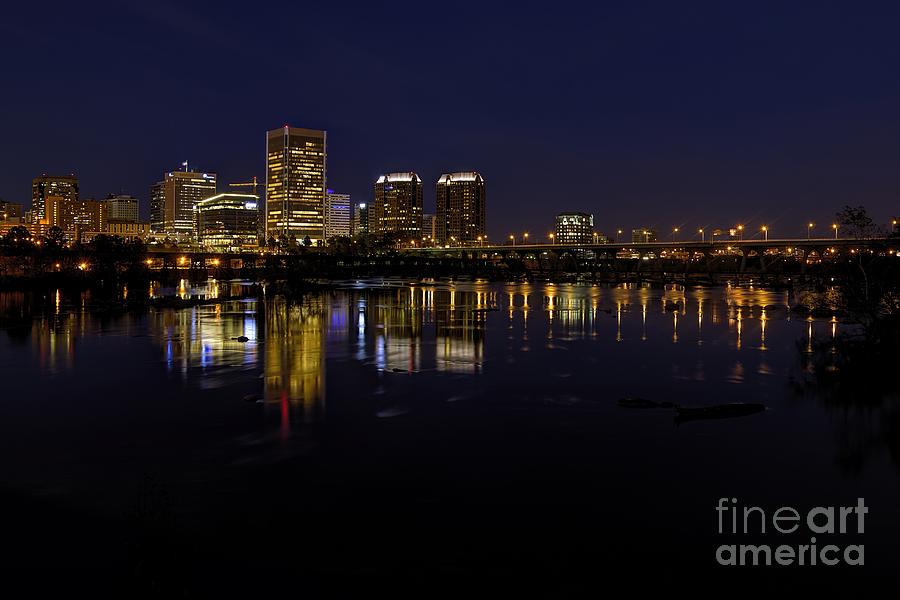 Richmond VA Skyline at Night Photograph by Sean Toler