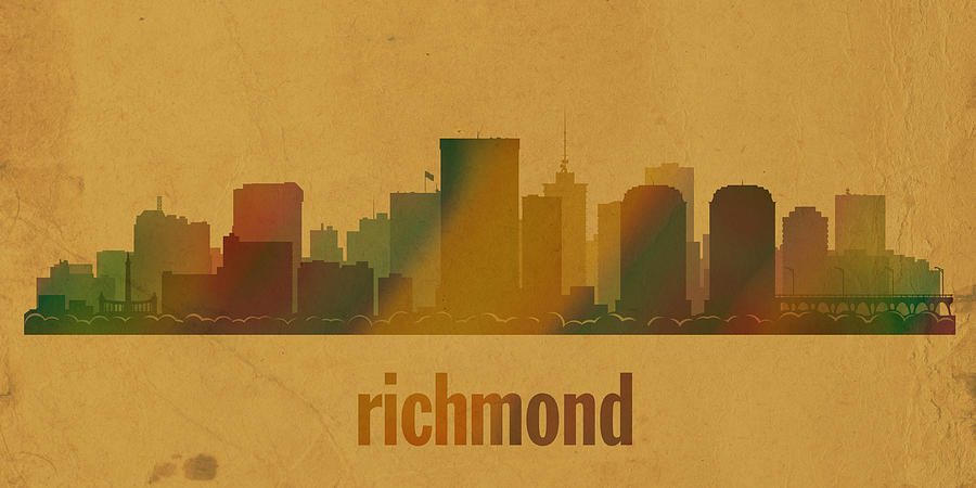 Richmond Mixed Media - Richmond Virginia City Skyline Watercolor On Parchment by Design Turnpike