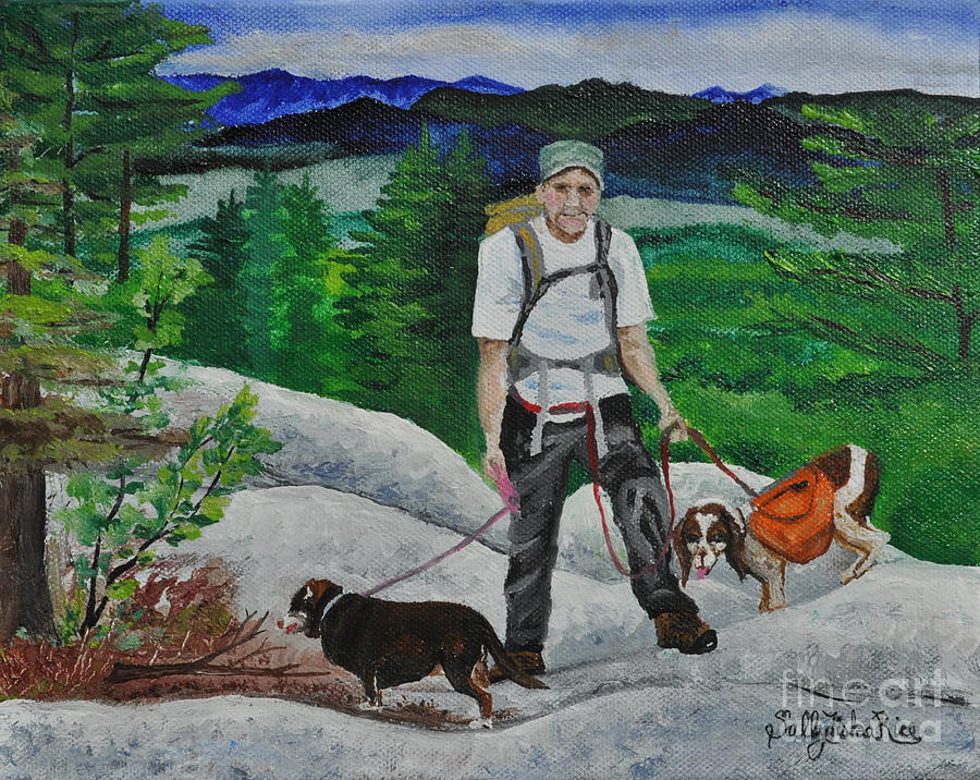 Dog Painting - Rick and pups by Sally Tiska Rice
