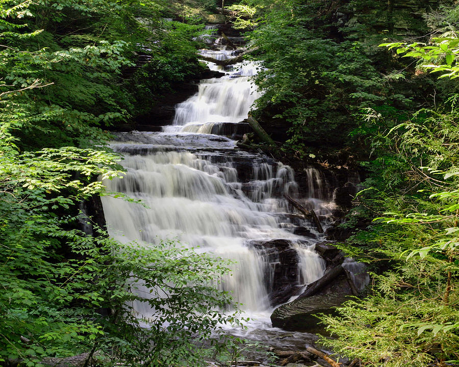 Ricketts Glens Cascading Mohican Falls on Kitchen Creek Photograph by Gene Walls