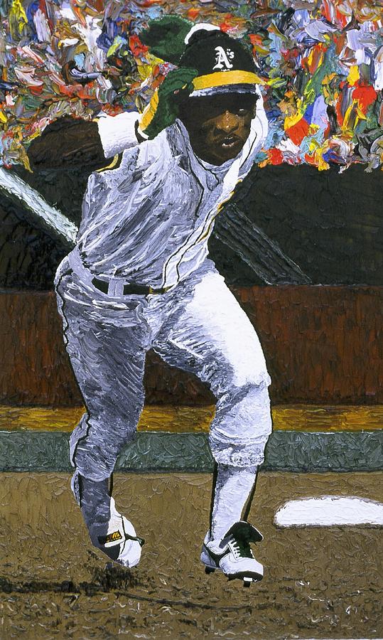Rickey Henderson Oakland Athletics Fine Art Canvas Painting 