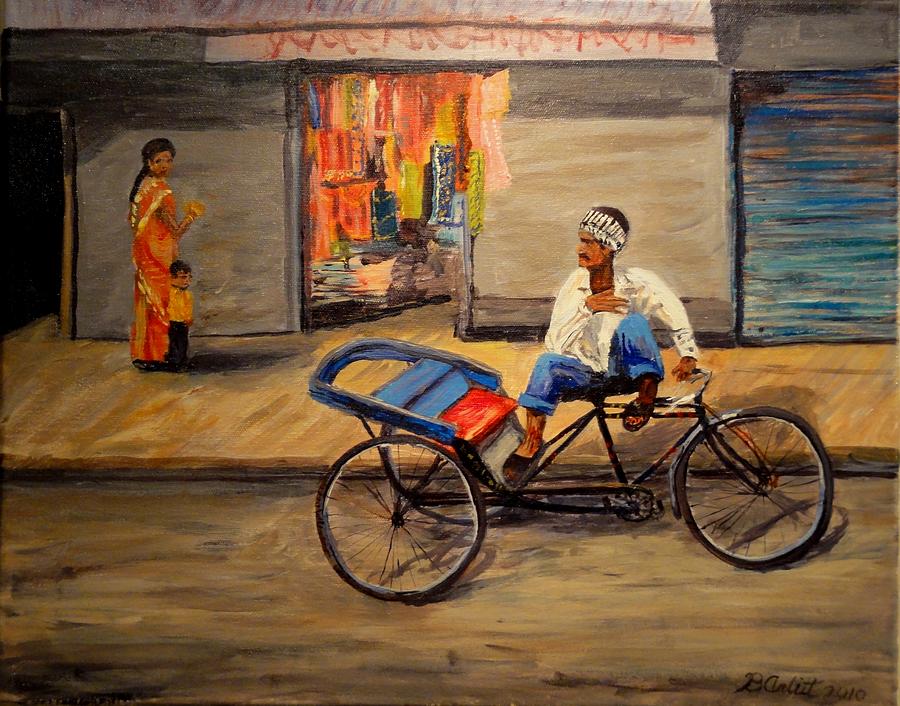 Rickshaw Ride Old Delhi Painting by Brent Arlitt