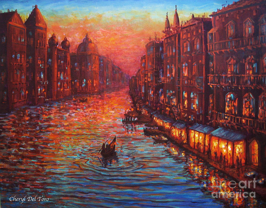 Ride on the Grand Canal Venice Painting by Cheryl Del Toro