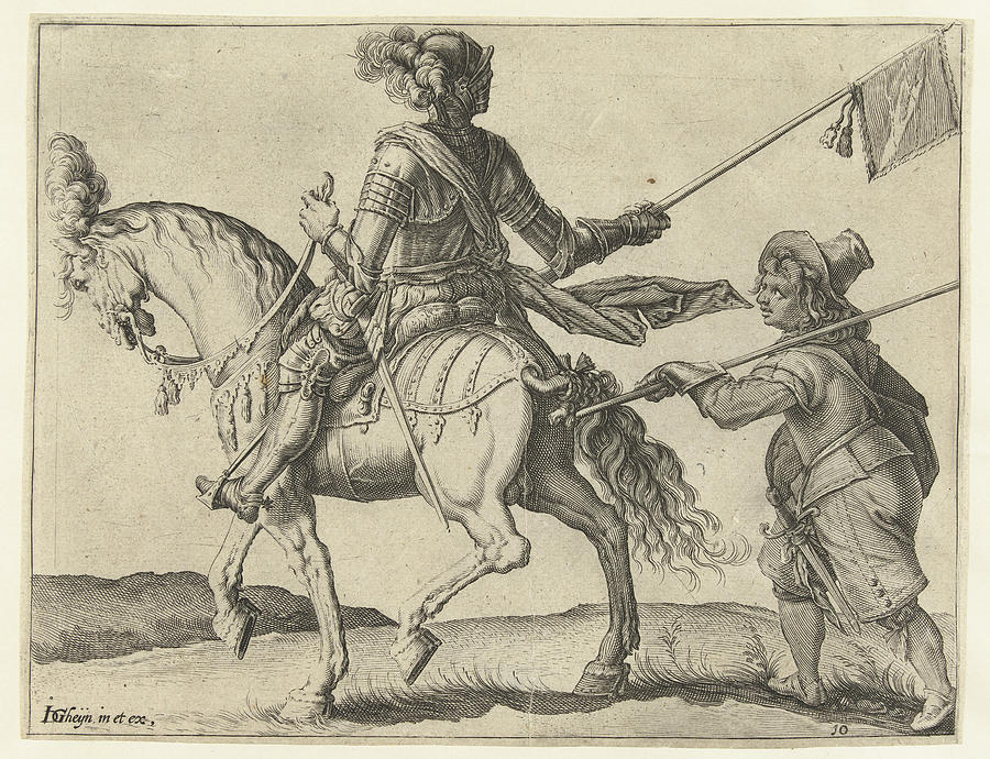 Warfare Drawing - Rider With Banner, Jacob De Gheyn II by Jacob De Gheyn (ii)