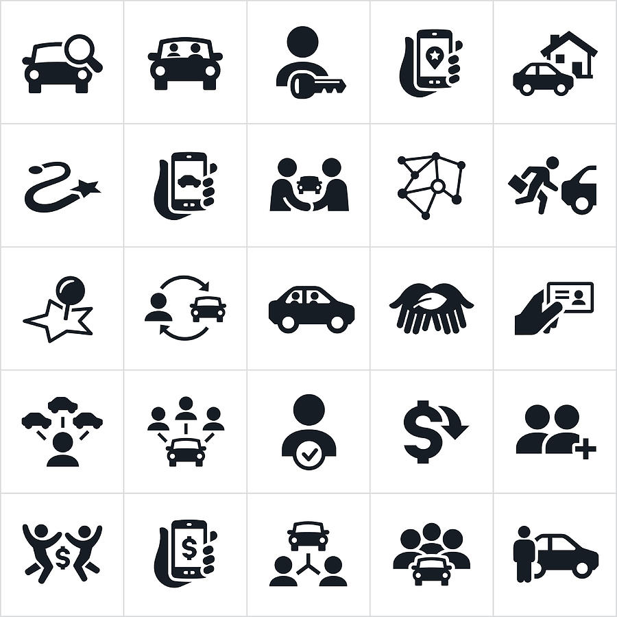 Ridesharing and Carpooling Icons Drawing by Appleuzr
