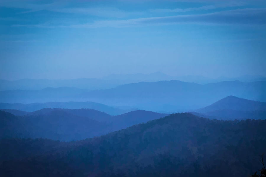 Ridgelines Great Smoky Mountains National Park Painted Photograph by Rich Franco