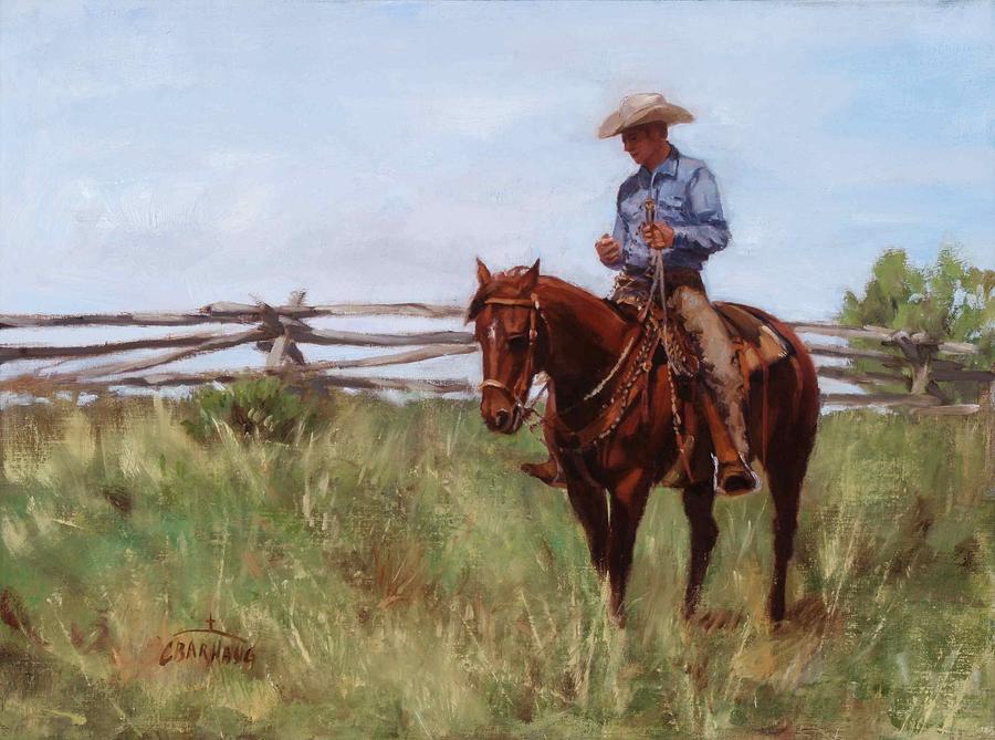 Ridin the Fence Painting by Christi Barhaug | Fine Art America