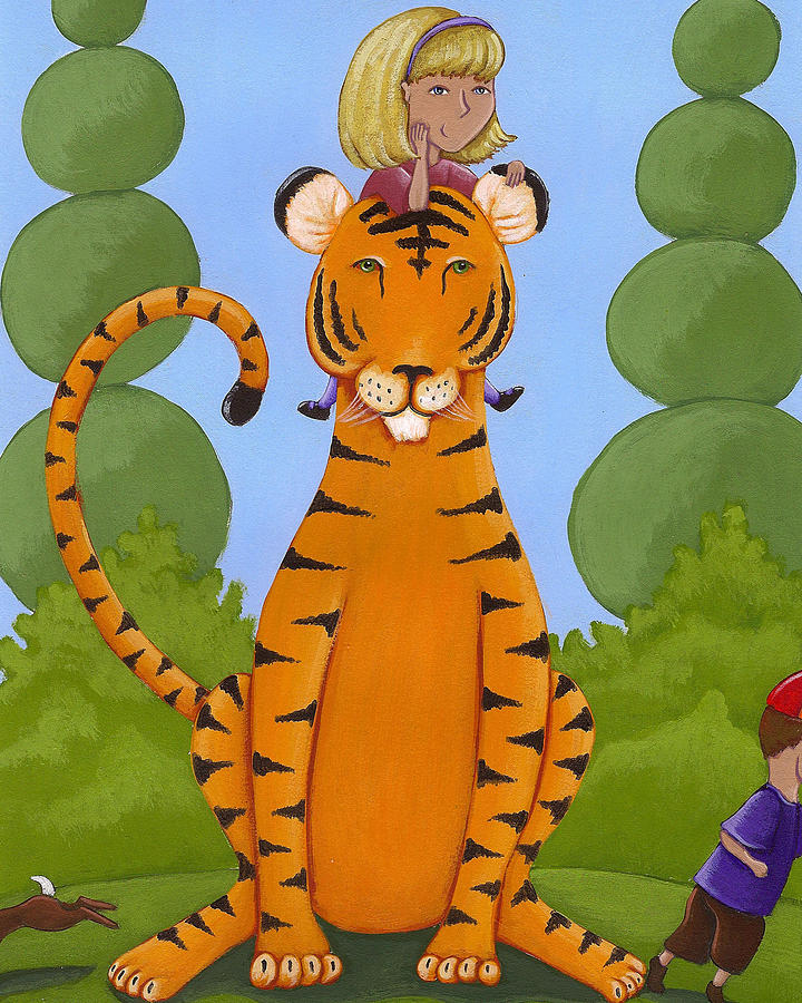 Animal Painting - Riding a Tiger by Christy Beckwith
