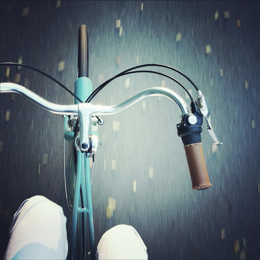 Riding Along On Blue Bike Photograph by Joey Celis