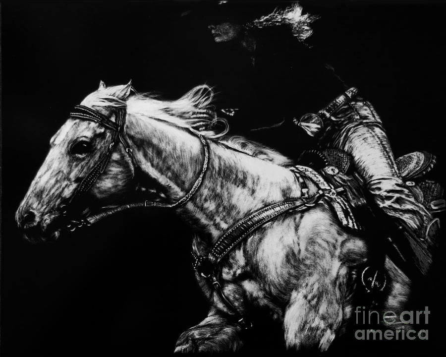 Riding as One by Karen Peterson Painting by Karen Peterson