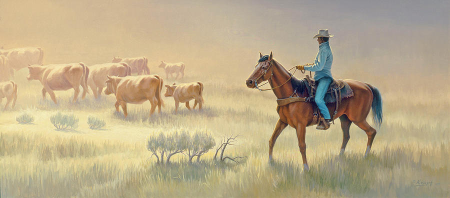 Horse Painting - Riding Drag by Paul Krapf