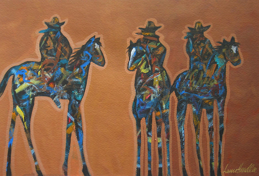 Riding Three Painting by Lance Headlee