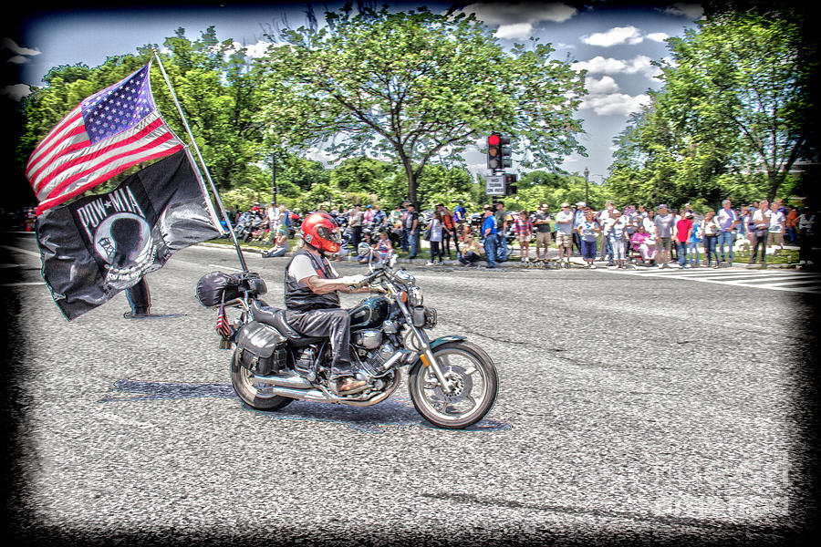 Flag Photograph - Riding to Support Our Troops by Tom Gari Gallery-Three-Photography