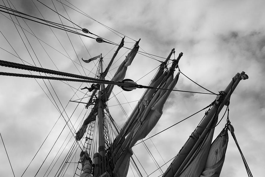Rigging of a brig - monochrome Photograph by Ulrich Kunst And Bettina Scheidulin
