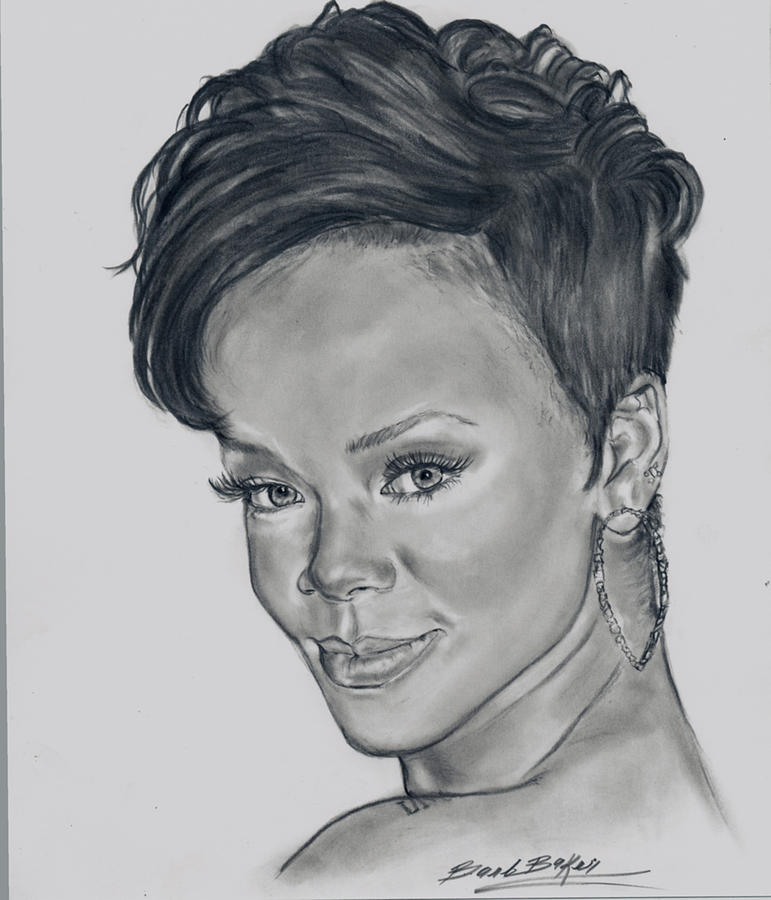 Rihanna Drawing by Barb Baker