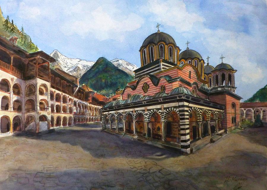 Rila Monastery  Bulgaria Painting by Henrieta Maneva