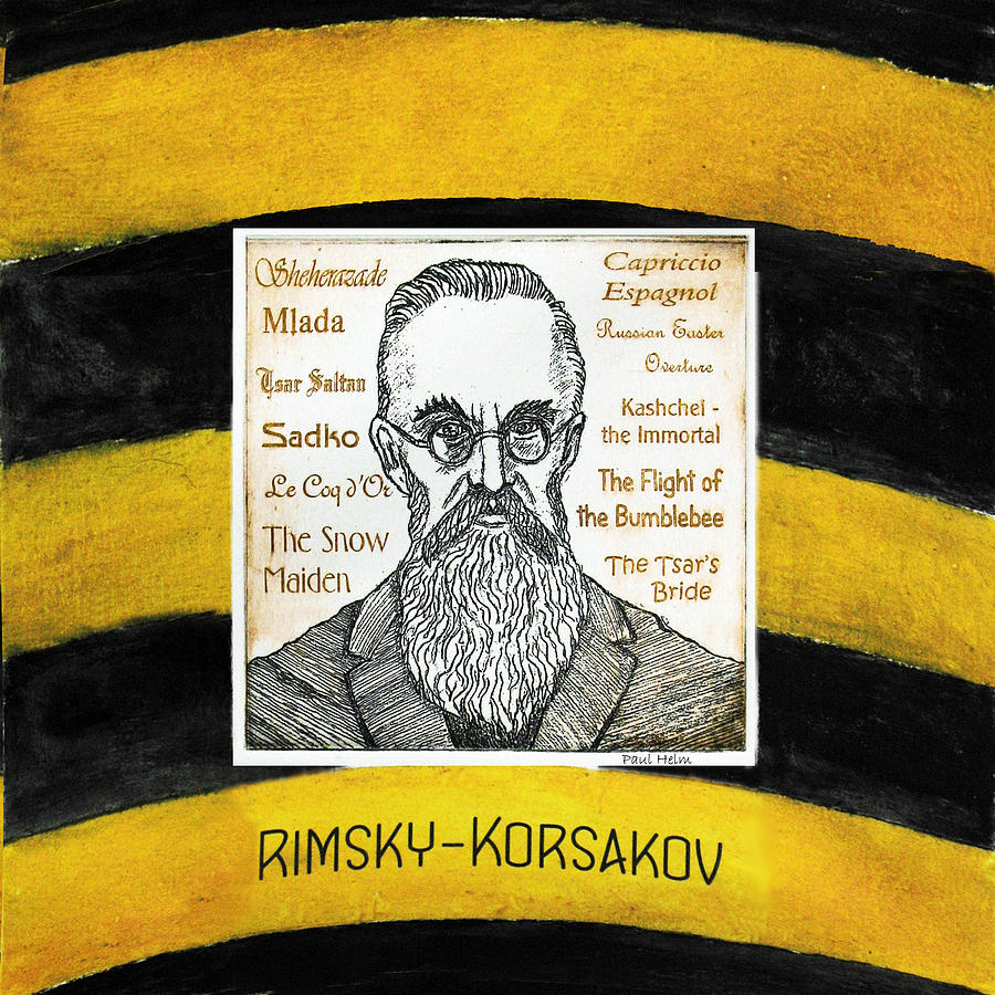 Portrait Drawing - Rimsky-Korsakov by Paul Helm