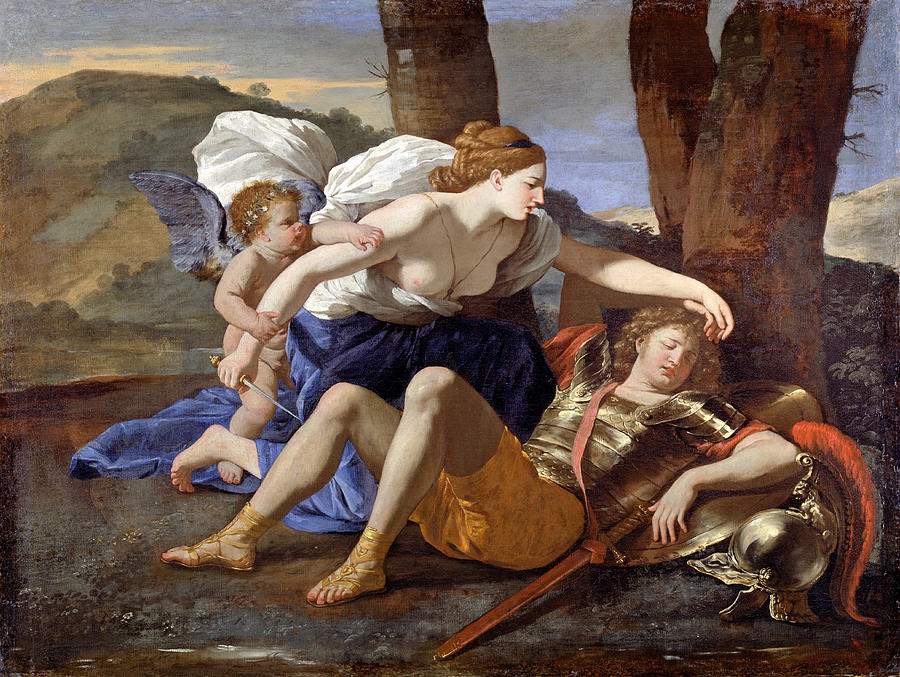 Nicolas Poussin Painting - Rinaldo and Armida by Nicolas Poussin