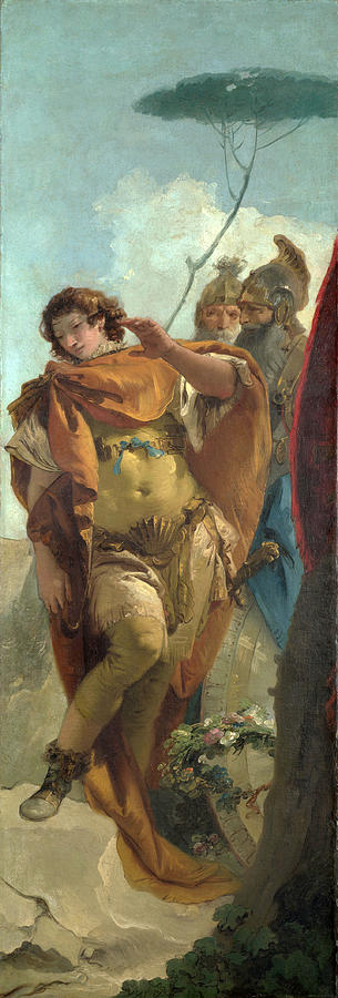 Giovanni Battista Tiepolo Painting - Rinaldo turning in Shame from the Magic Shield by Giovanni Battista Tiepolo