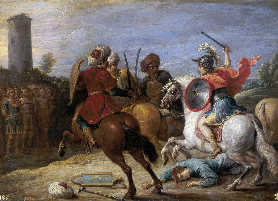 Horse Painting - Rinaldos Deeds against the Egyptians by David Teniers the Younger