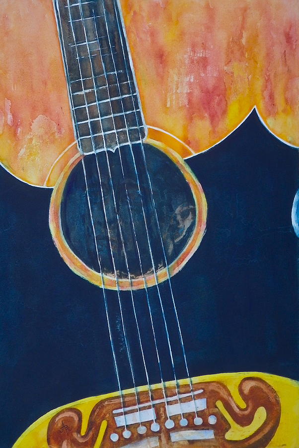 Ring of Fire Guitar of Johnny Cash Painting by Anna Ruzsan