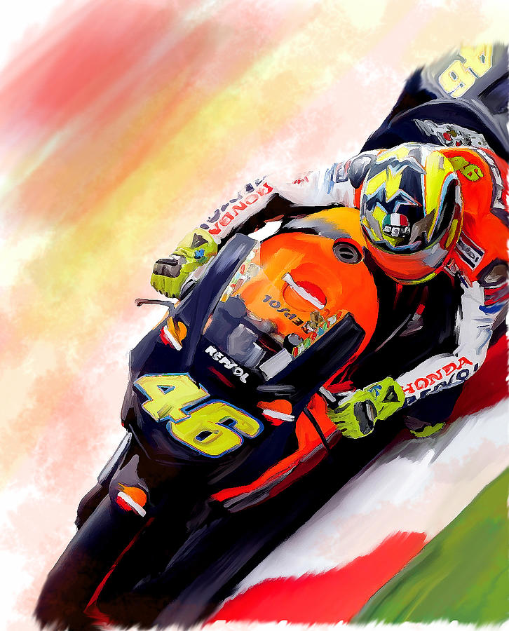 Ring Of Fire  Valentino Rossi Painting by Iconic Images Art Gallery David Pucciarelli