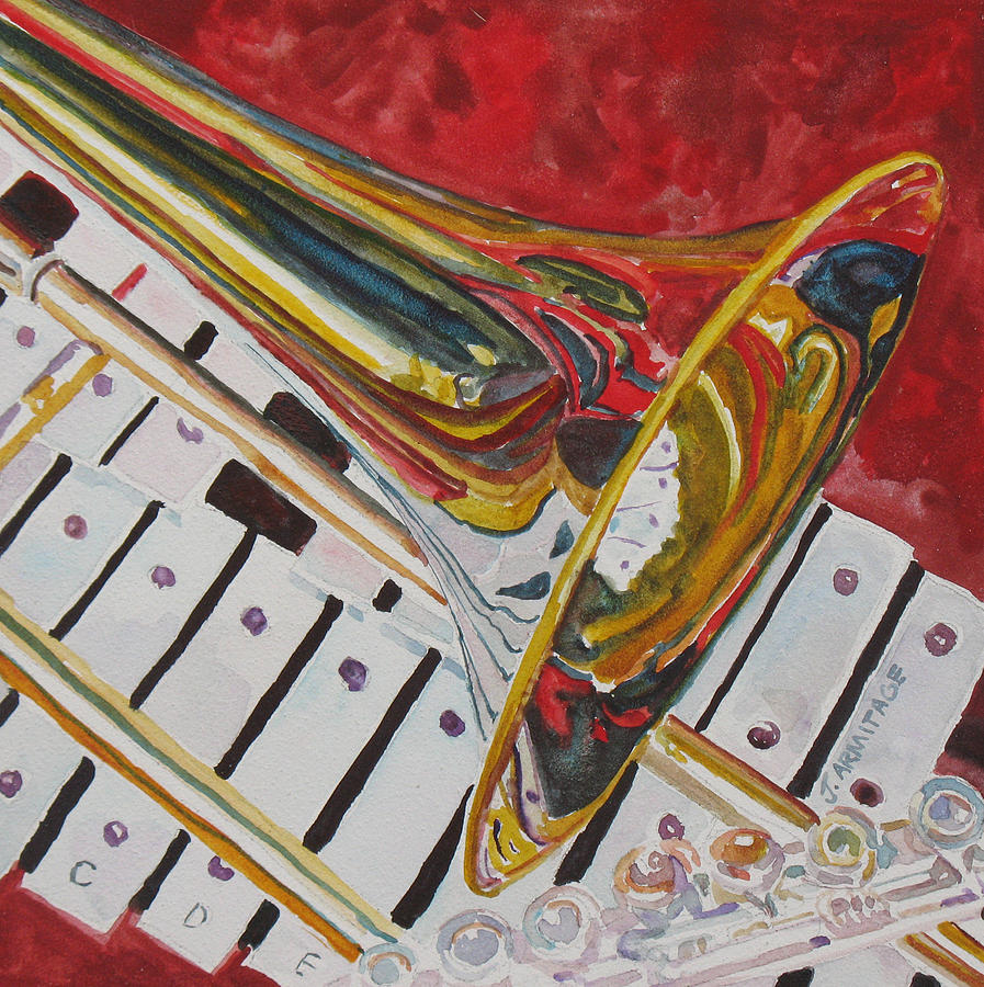 Trombone Painting - Ringing in the Brass by Jenny Armitage