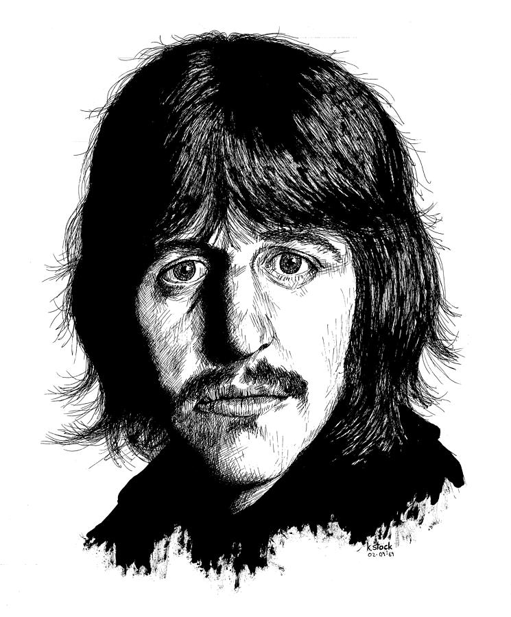 The Beatles Drawing - Ringo Starr by Kenneth Stock