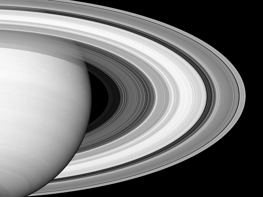 Rings Of Saturn - Black And White Monochrome Digital Art