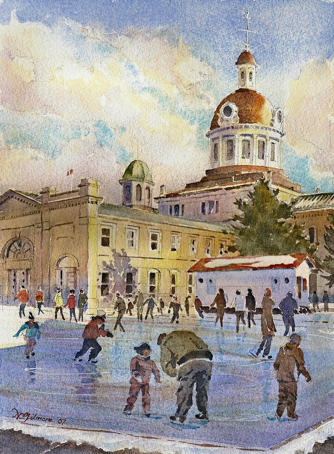 Rink at Kingston Market Square Painting by David Gilmore