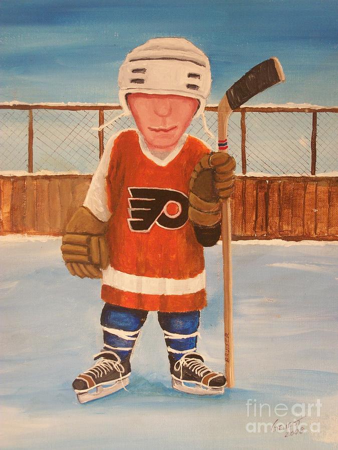Hockey Painting - Rinkrattz - Bruiser Flyers by Ron  Genest
